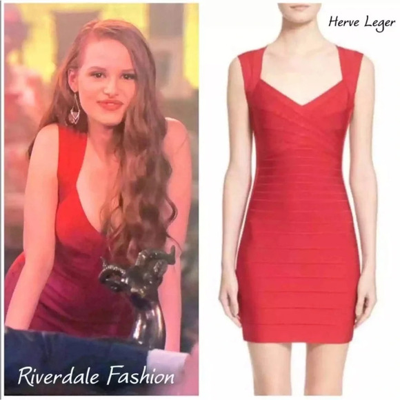 Herve Leger Red Mini Dress - Picture 2 of 10